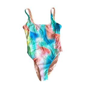 Citrus Tie-Dye One-Piece Swimsuit With Open Back & Adjustable Straps - XL NWOT